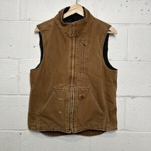 Y2K Carhartt Sherpa-Lined Mock-Neck Vest “Brown” V33